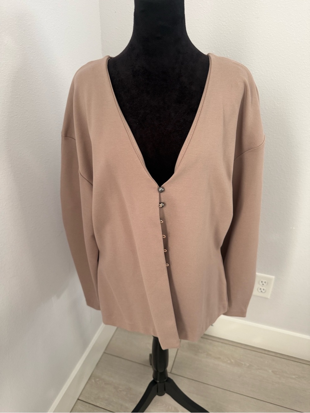 H&M Taupe V-Neck Button-Front Women's Top